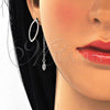 Sterling Silver Long Earring, with White Micro Pave, Polished, Rhodium Finish, 02.186.0177.1