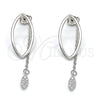 Sterling Silver Long Earring, with White Micro Pave, Polished, Rhodium Finish, 02.186.0177.1
