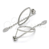 Sterling Silver Long Earring, with White Micro Pave, Polished, Rhodium Finish, 02.186.0177.1