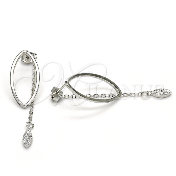 Sterling Silver Ring — Long Earring with White Micro Pave Polished 02. — main product view — SKU 125302 | Plata 925 anillo — Long Earring with blanco Micro Pave pulido 02. — SKU 125302