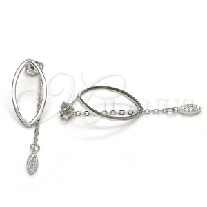 Sterling Silver Ring — Long Earring with White Micro Pave Polished 02. — main product view — SKU 125302 | Plata 925 anillo — Long Earring with blanco Micro Pave pulido 02. — SKU 125302