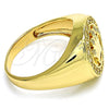 Oro Laminado Mens Ring, Gold Filled Style Crown Design, with White Cubic Zirconia, Polished, Golden Finish, 01.283.0005.11 (Size 11)