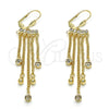 Oro Laminado Long Earring, Gold Filled Style with White Crystal, Polished, Golden Finish, 02.270.0066