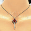 Oro Laminado Pendant Necklace, Gold Filled Style key Design, with Garnet Cubic Zirconia and White Micro Pave, Polished, Golden Finish, 04.156.0177.20 (02 MM Thickness, 20 Inches Length)