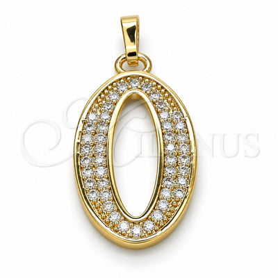 Oro Laminado Fancy Pendant, Gold Filled Style with White Cubic Zirconia, Polished, Golden Finish, 05.185.0020