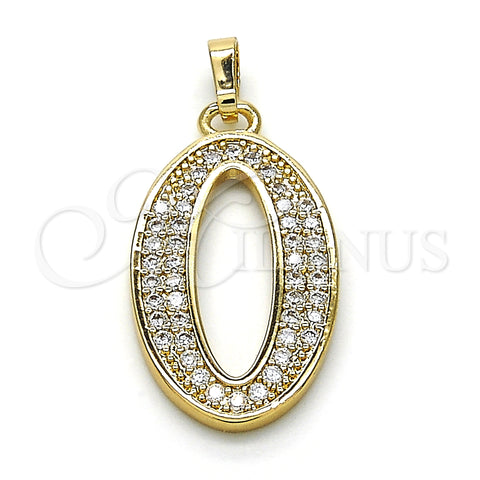 Oro Laminado Fancy Pendant, Gold Filled Style with White Cubic Zirconia, Polished, Golden Finish, 05.185.0020