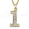 Oro Laminado Fancy Pendant, Gold Filled Style with White Cubic Zirconia, Polished, Golden Finish, 05.185.0021