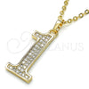 Oro Laminado Fancy Pendant, Gold Filled Style with White Cubic Zirconia, Polished, Golden Finish, 05.185.0021