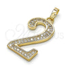 Oro Laminado Fancy Pendant, Gold Filled Style with White Cubic Zirconia, Polished, Golden Finish, 05.185.0022