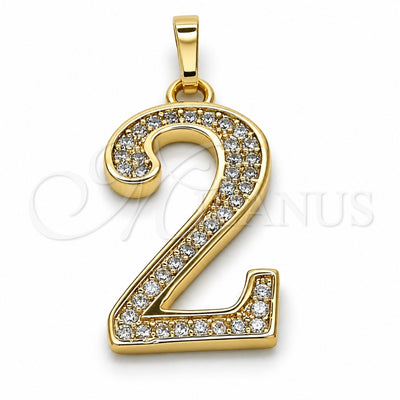 Oro Laminado Fancy Pendant, Gold Filled Style with White Cubic Zirconia, Polished, Golden Finish, 05.185.0022