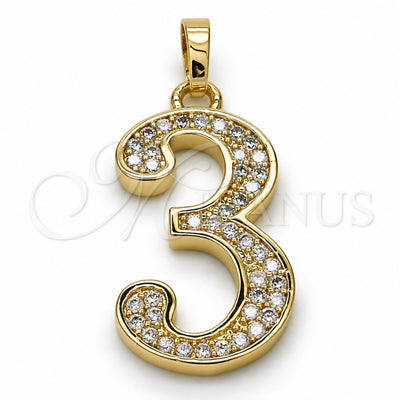 Oro Laminado Fancy Pendant, Gold Filled Style with White Cubic Zirconia, Polished, Golden Finish, 05.185.0023