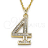 Oro Laminado Fancy Pendant, Gold Filled Style with White Cubic Zirconia, Polished, Golden Finish, 05.185.0024