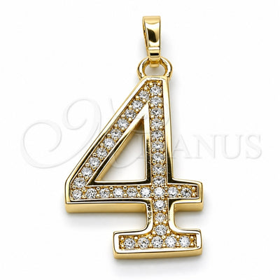 Oro Laminado Fancy Pendant, Gold Filled Style with White Cubic Zirconia, Polished, Golden Finish, 05.185.0024