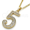 Oro Laminado Fancy Pendant, Gold Filled Style with White Cubic Zirconia, Polished, Golden Finish, 05.185.0025