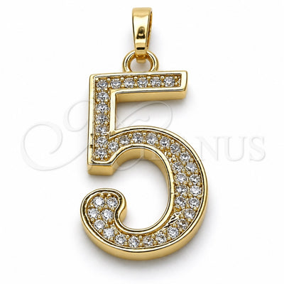 Oro Laminado Fancy Pendant, Gold Filled Style with White Cubic Zirconia, Polished, Golden Finish, 05.185.0025