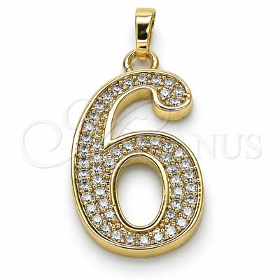 Oro Laminado Fancy Pendant, Gold Filled Style with White Cubic Zirconia, Polished, Golden Finish, 05.185.0026