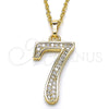 Oro Laminado Fancy Pendant, Gold Filled Style with White Cubic Zirconia, Polished, Golden Finish, 05.185.0027