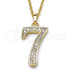 Oro Laminado Fancy Pendant, Gold Filled Style with White Cubic Zirconia, Polished, Golden Finish, 05.185.0027