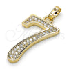 Oro Laminado Fancy Pendant, Gold Filled Style with White Cubic Zirconia, Polished, Golden Finish, 05.185.0027