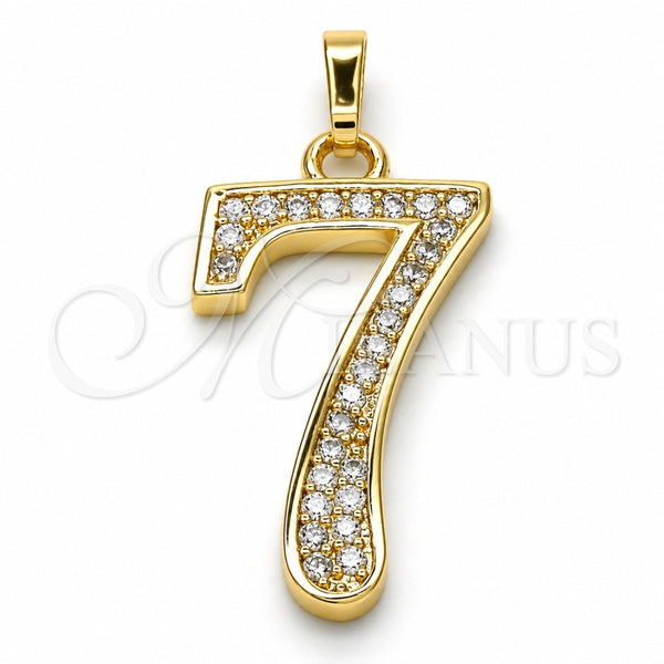 Oro Laminado Fancy Pendant, Gold Filled Style with White Cubic Zirconia, Polished, Golden Finish, 05.185.0027