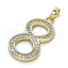 Oro Laminado Fancy Pendant, Gold Filled Style with White Cubic Zirconia, Polished, Golden Finish, 05.185.0028