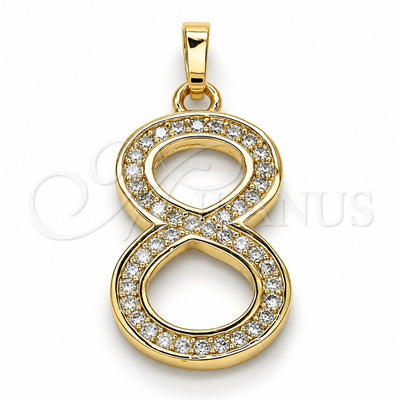 Oro Laminado Fancy Pendant, Gold Filled Style with White Cubic Zirconia, Polished, Golden Finish, 05.185.0028