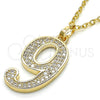 Oro Laminado Fancy Pendant, Gold Filled Style with White Cubic Zirconia, Polished, Golden Finish, 05.185.0029