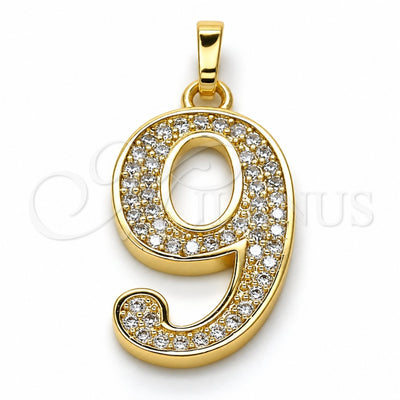 Oro Laminado Fancy Pendant, Gold Filled Style with White Cubic Zirconia, Polished, Golden Finish, 05.185.0029