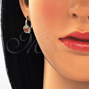 Gold Filled Ring — Leverback Earring Star and Flower Design with Garnet — main product view — SKU 125346 | Oro Laminado anillo — Leverback Earring estrella and flor diseño with Garnet — SKU 125346