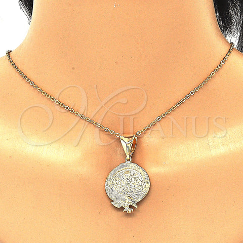 Oro Laminado Religious Pendant, Gold Filled Style Angel Design, Polished, Golden Finish, 05.09.0073