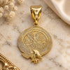 Oro Laminado Religious Pendant, Gold Filled Style Angel Design, Polished, Golden Finish, 05.09.0073