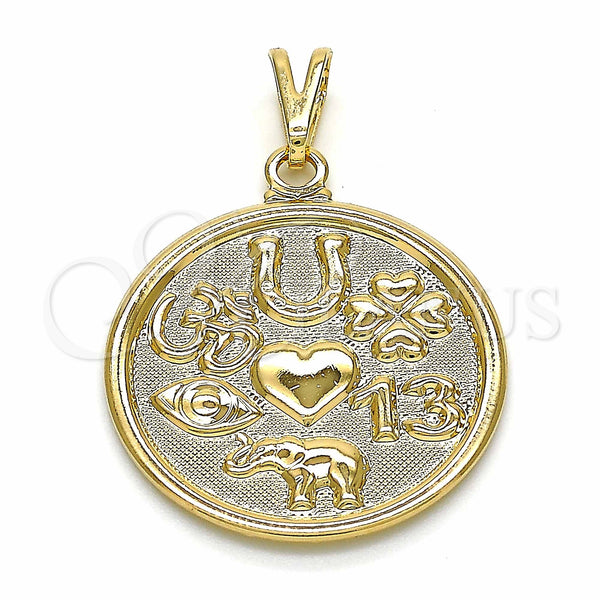Gold Filled Pendant — Religious Pendant Elephant and Evil Eye Design Polished — main product view — SKU 125410 | Oro Laminado dije — Religious Pendant Elephant and Evil Eye diseño pulido — SKU 125410