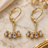 Oro Laminado Dangle Earring, Gold Filled Style with White Cubic Zirconia, Polished, Golden Finish, 02.09.0172