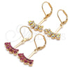 Oro Laminado Dangle Earring, Gold Filled Style with White Cubic Zirconia, Polished, Golden Finish, 02.09.0172