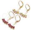 Oro Laminado Dangle Earring, Gold Filled Style with White Cubic Zirconia, Polished, Golden Finish, 02.09.0172