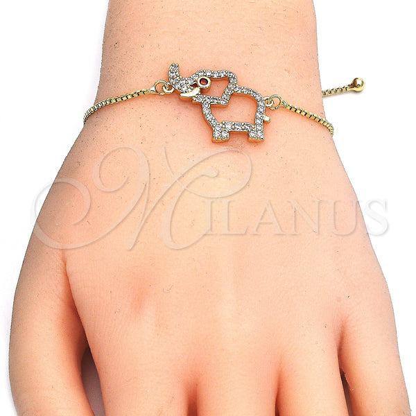 Gold Filled Bracelet — Adjustable Bolo Bracelet Elephant Design with Garnet and — alternate product view — SKU 125434 | Oro Laminado brazalete — Adjustable Bolo Bracelet Elephant diseño with Garnet and — SKU 125434