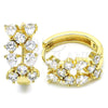 Oro Laminado Huggie Hoop, Gold Filled Style Teardrop Design, with White Micro Pave, Polished, Golden Finish, 02.316.0032.3.20