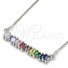 Rhodium Gold Filled Pendant Necklace, with Multicolor Cubic Zirconia, Polished, Rhodium Finish, 04.341.0006.1.20 (01 MM Thickness, 20 Inches Length)