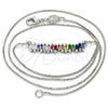 Rhodium Gold Filled Pendant Necklace, with Multicolor Cubic Zirconia, Polished, Rhodium Finish, 04.341.0006.1.20 (01 MM Thickness, 20 Inches Length)