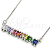 Rhodium Gold Filled Pendant Necklace, with Multicolor Cubic Zirconia, Polished, Rhodium Finish, 04.341.0007.1.20 (01 MM Thickness, 20 Inches Length)