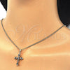 Oro Laminado Pendant Necklace, Gold Filled Style Cross Design, with Black and White Cubic Zirconia, Polished, Golden Finish, 04.284.0010.2.22 (02 MM Thickness, 22 Inches Length)