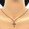 Oro Laminado Pendant Necklace, Gold Filled Style Cross Design, with Multicolor Cubic Zirconia, Polished, Golden Finish, 04.284.0010.3.22 (02 MM Thickness, 22 Inches Length)