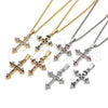 Oro Laminado Pendant Necklace, Gold Filled Style Cross Design, with Multicolor Cubic Zirconia, Polished, Golden Finish, 04.284.0010.3.22 (02 MM Thickness, 22 Inches Length)