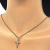Oro Laminado Pendant Necklace, Gold Filled Style Cross and Baguette Design, with White Cubic Zirconia, Polished, Golden Finish, 04.284.0015.20 (02 MM Thickness, 20 Inches Length)