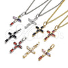 Oro Laminado Pendant Necklace, Gold Filled Style Cross and Baguette Design, with White Cubic Zirconia, Polished, Golden Finish, 04.284.0015.20 (02 MM Thickness, 20 Inches Length)