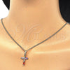 Oro Laminado Pendant Necklace, Gold Filled Style Cross and Baguette Design, with Multicolor Cubic Zirconia, Polished, Golden Finish, 04.284.0015.3.22 (02 MM Thickness, 22 Inches Length)