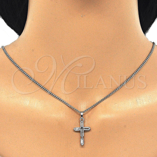 White Gold Filled Necklace — Pendant Necklace Cross Design with White Cubic Zirconia — alternate product view — SKU 125485 | Oro Laminado Blanco collar — Pendant Necklace cruz diseño with blanco Cubic Zirconia — SKU 125485