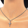 Rhodium Gold Filled Pendant Necklace, Cross Design, with White Cubic Zirconia, Polished, Rhodium Finish, 04.284.0015.4.22 (02 MM Thickness, 22 Inches Length)