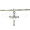 White Gold Filled Pendant Necklace, Cross Design, with White Cubic Zirconia, Polished, Rhodium Finish, 04.284.0015.4.22 (02 MM Thickness, 22 Inches Length)