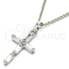 Rhodium Gold Filled Pendant Necklace, Cross Design, with White Cubic Zirconia, Polished, Rhodium Finish, 04.284.0015.4.22 (02 MM Thickness, 22 Inches Length)